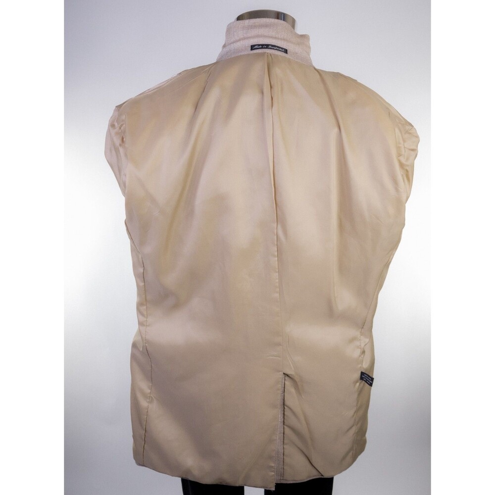 SAVILE ROW Sport Coat Blazer Beige Sz 42L Beige 100% Silk Two Button Jacket - Picture 10 of 15